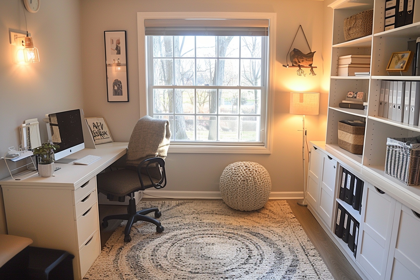 Aménagement d'un coin bureau fonctionnel élégant dans un petit appartement