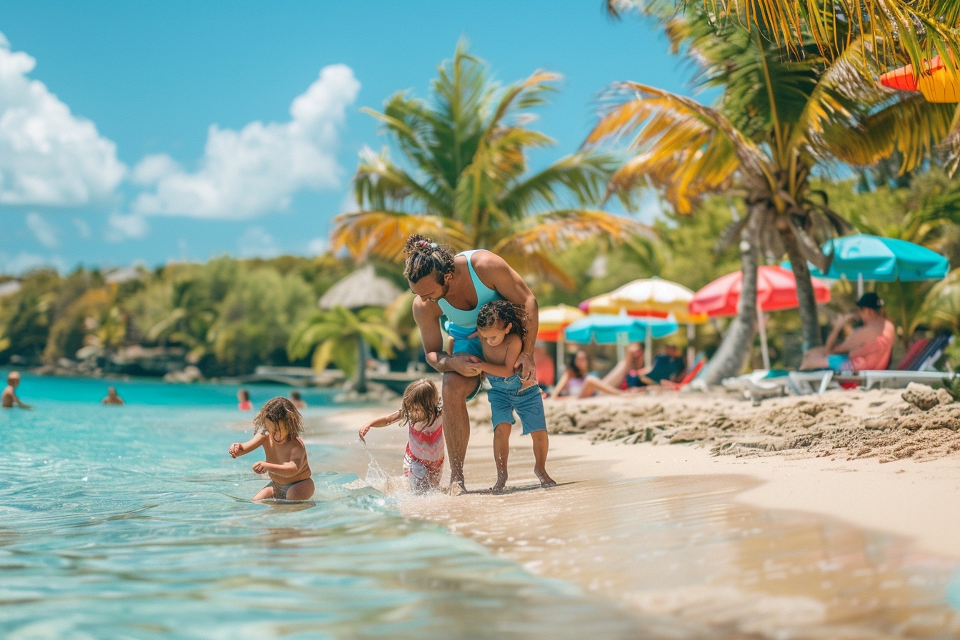 Famille profitant des loisirs et activités ensemble à Fort de France après un déménagement