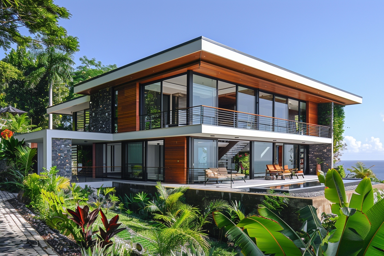 Maison moderne avec jardin tropical